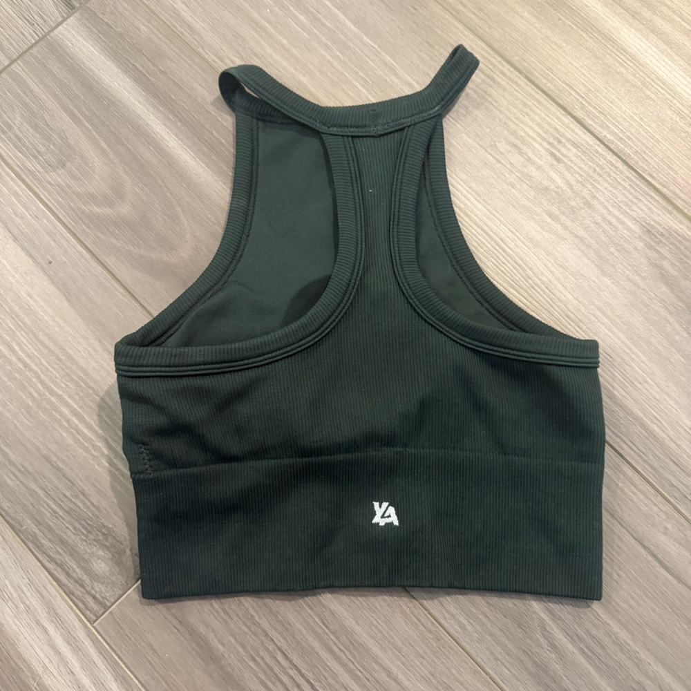 YoungLA Dark Green Halter Crop Top - Picture 4 of 5